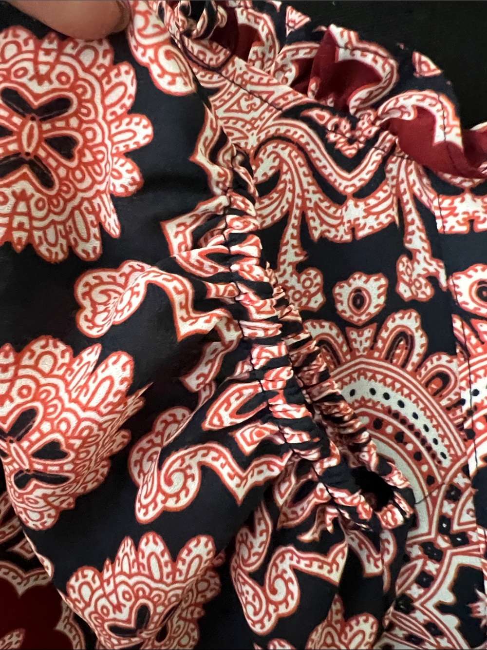 The Limited Burgundy & Pink Printed Ruffle Neck Blouse - Picture 7 of 10